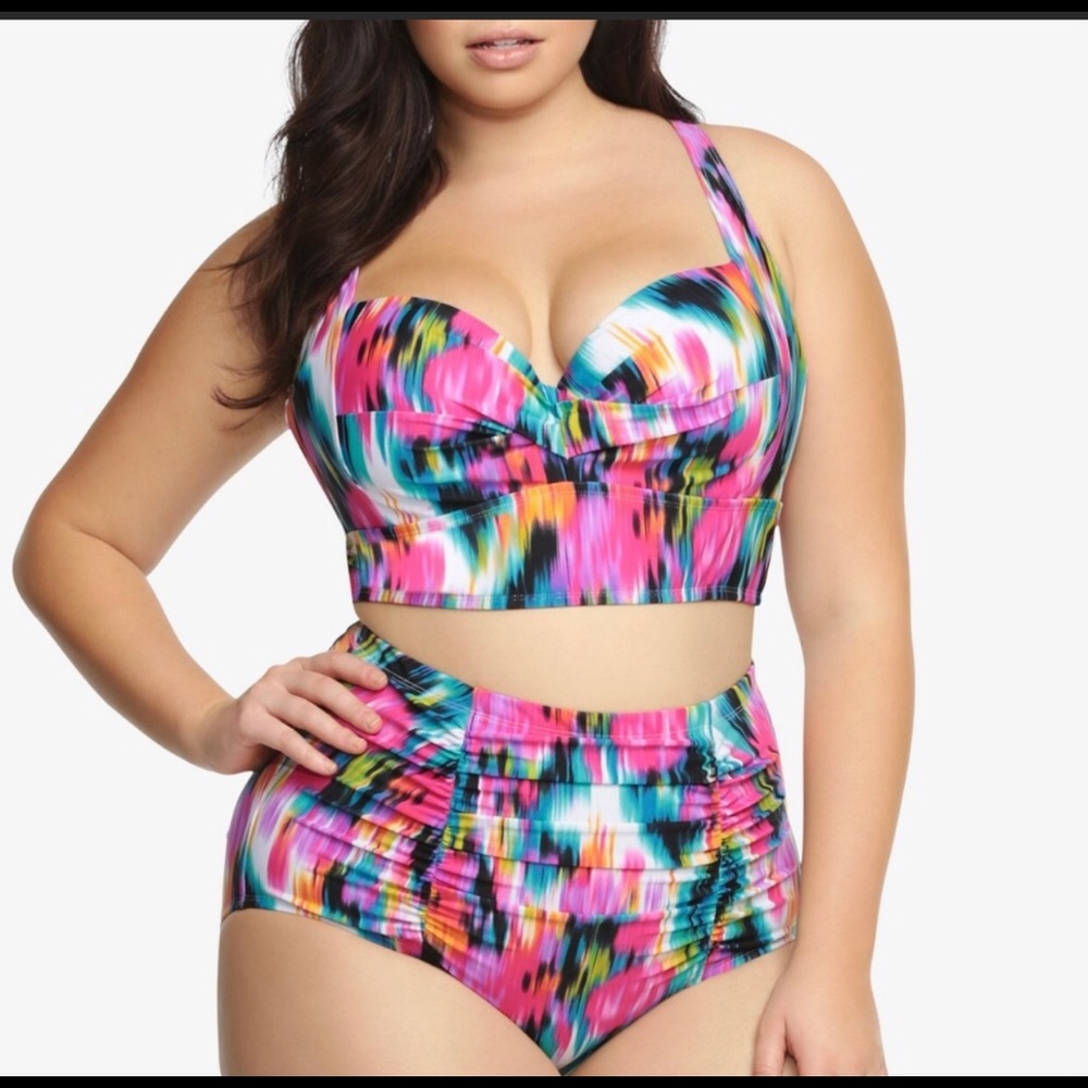 Torrid multi rainbow color 2 piece swimsuit